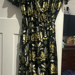 Floral Black and Yellow Dress